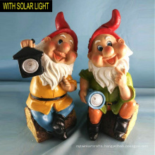 Dwarf with Solar Light Lantern for Garden Decoration 25CMH